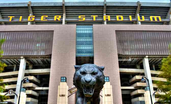 Tiger Stadium with Statue